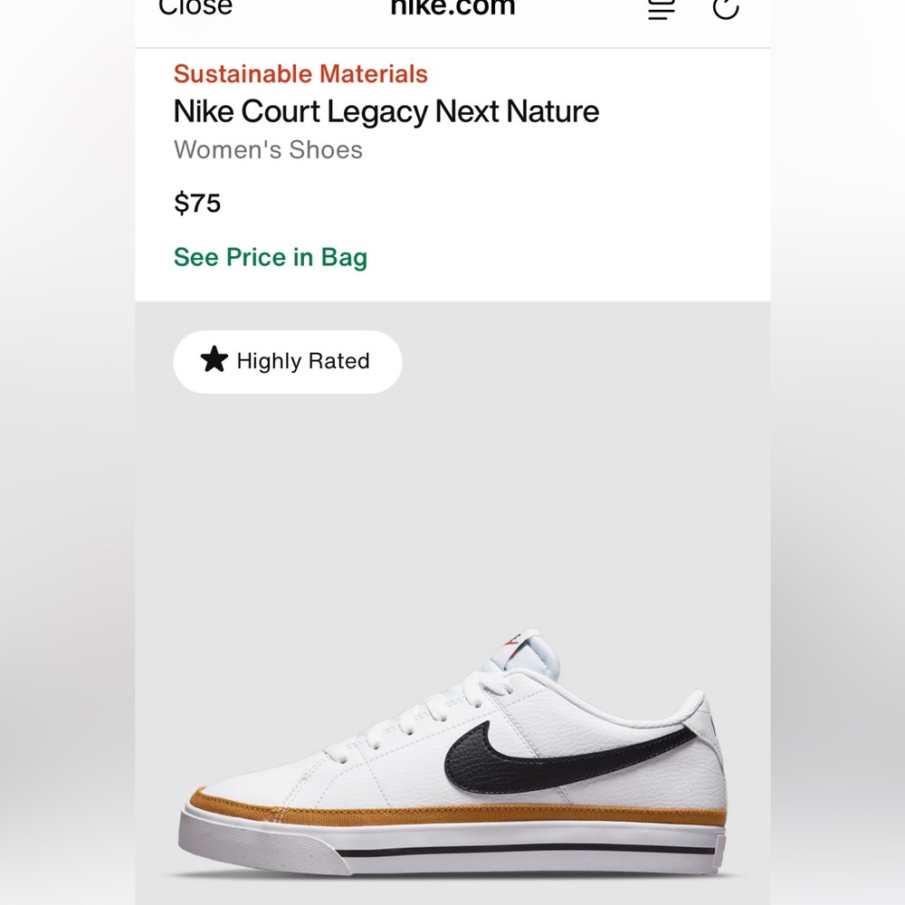 Nike White and Black Sneakers with Brown Accent